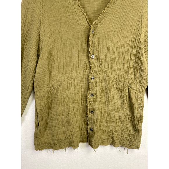 Igenjun Woman's Green Peasant Botton Down Top - Size‎ Small Bobo Casual - Picture 3 of 12